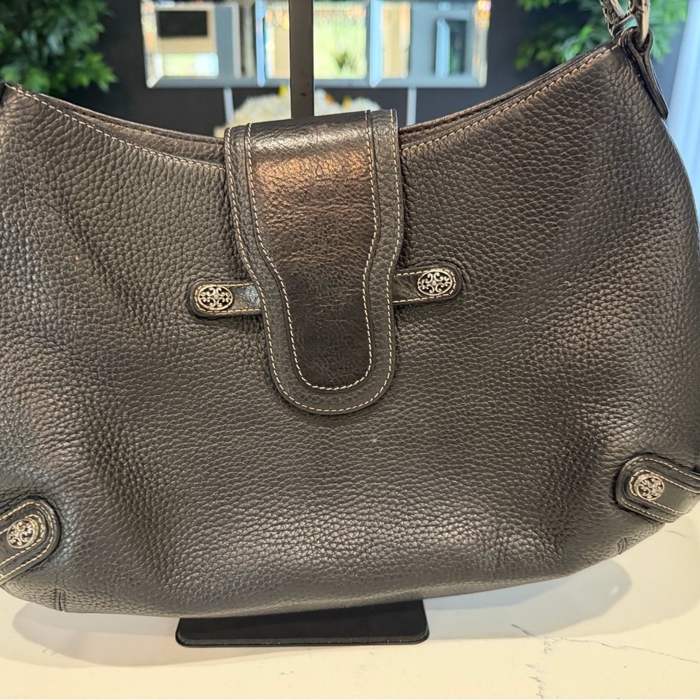 Brighton Black Pebbled Leather Shoulder Bag